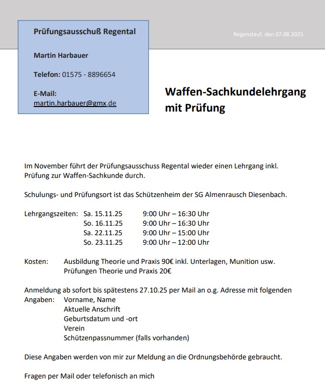 Waffensachkundelehrgang
